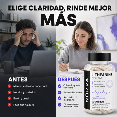 NÖRVA® Pure Focus | L-Teanina 400 mg para calma enfocada